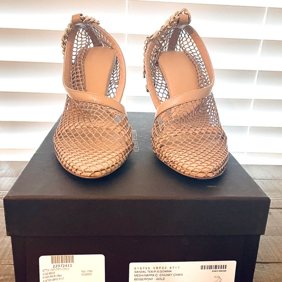 New / Never Worn BOTTEGA VENETA beige Mesh Nappa Chunky Chain Sandals / Pumps - Picture 5 of 16